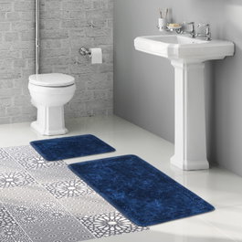 Mijölnir Juego de alfombrillas de baño de algodón 2 piezas Azul oscuro